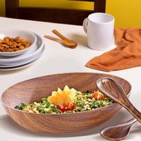 Ensaladera con Servidores Color Madera