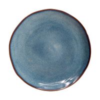 Plato para Cena Azul Tornasol con Orilla Bronce 10.8 Plg