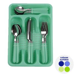 Set de 16 Cubiertos con Bandeja Colores Surtidos