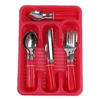 Set de 16 Cubiertos con Bandeja Colores Surtidos