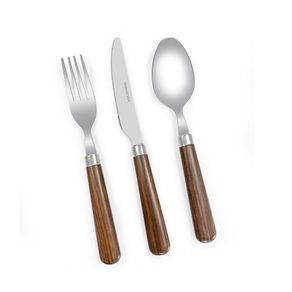 Set de 12 Cubiertos con Mango Imitación Madera