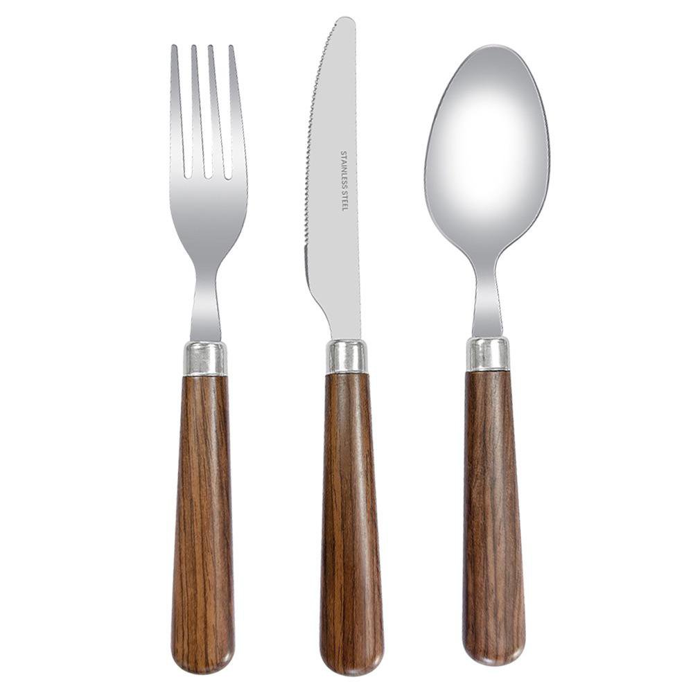 Set de 12 Cubiertos con Mango Imitación Madera