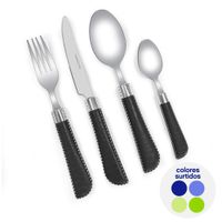 Set de 24 Cubiertos con Mango Texturizado Colores Surtidos