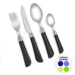 Set de 24 Cubiertos con Mango Texturizado Colores Surtidos