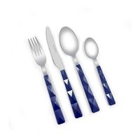 Set de 16 Cubiertos con Mango Texturizado Colores Surtidos
