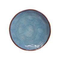 Plato para Postre Azul Tornasol con Orilla Bronce 8.3 Plg