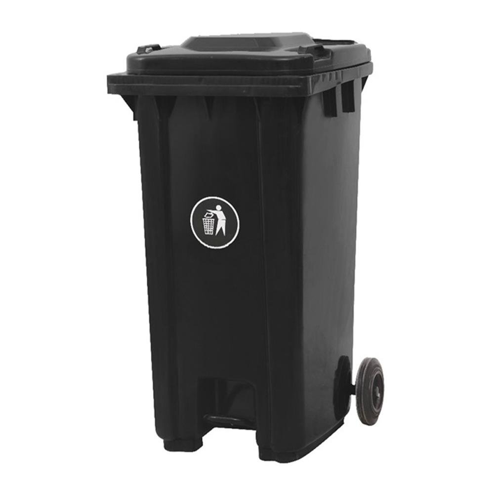 Basurero Sistema Pedal y Ruedas de Plástico Negro 120 L