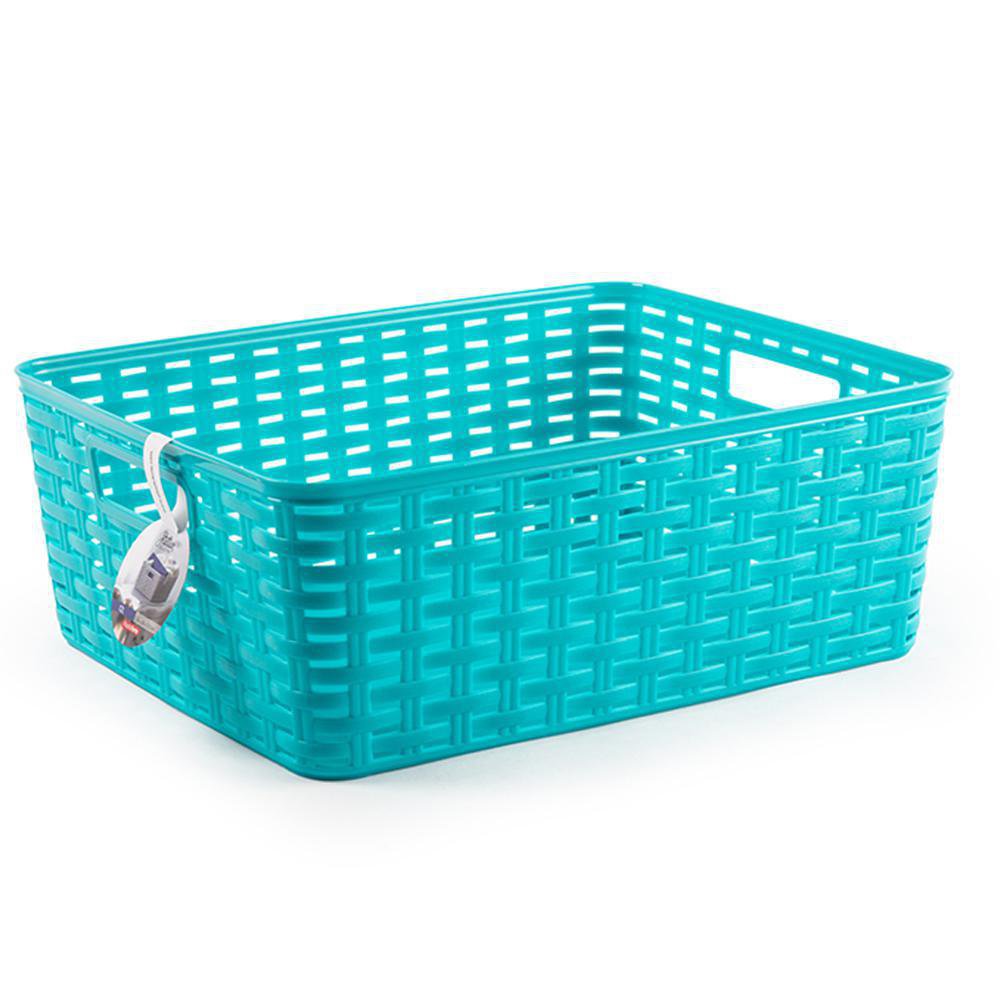 Caja Organizadora 12 L Diseño Liso Color Turquesa