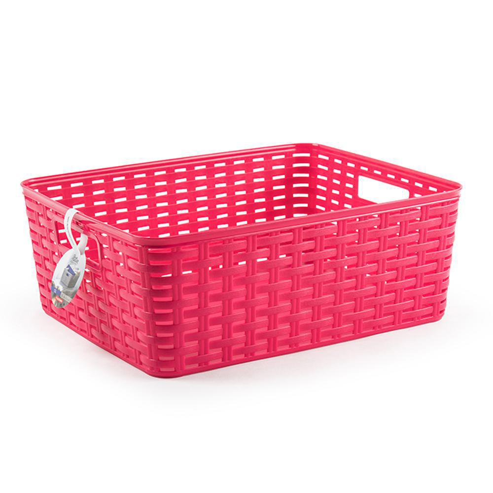 Caja Organizadora Ratán 12 L Color Fucsia