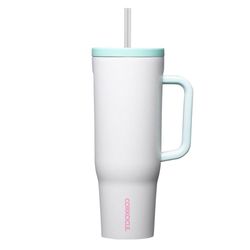 Termo de Acero Inoxidable con Pajilla Blanco 40 Oz