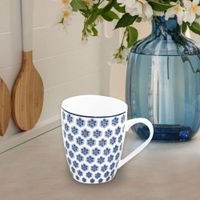 Set de 4 Pocillos Diseño de Flores Azules 12 Onz