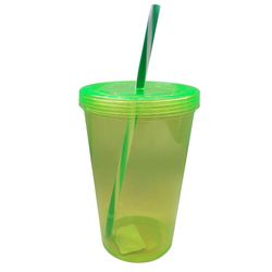 Vaso con Tapadera Verde Transparente 550 Ml