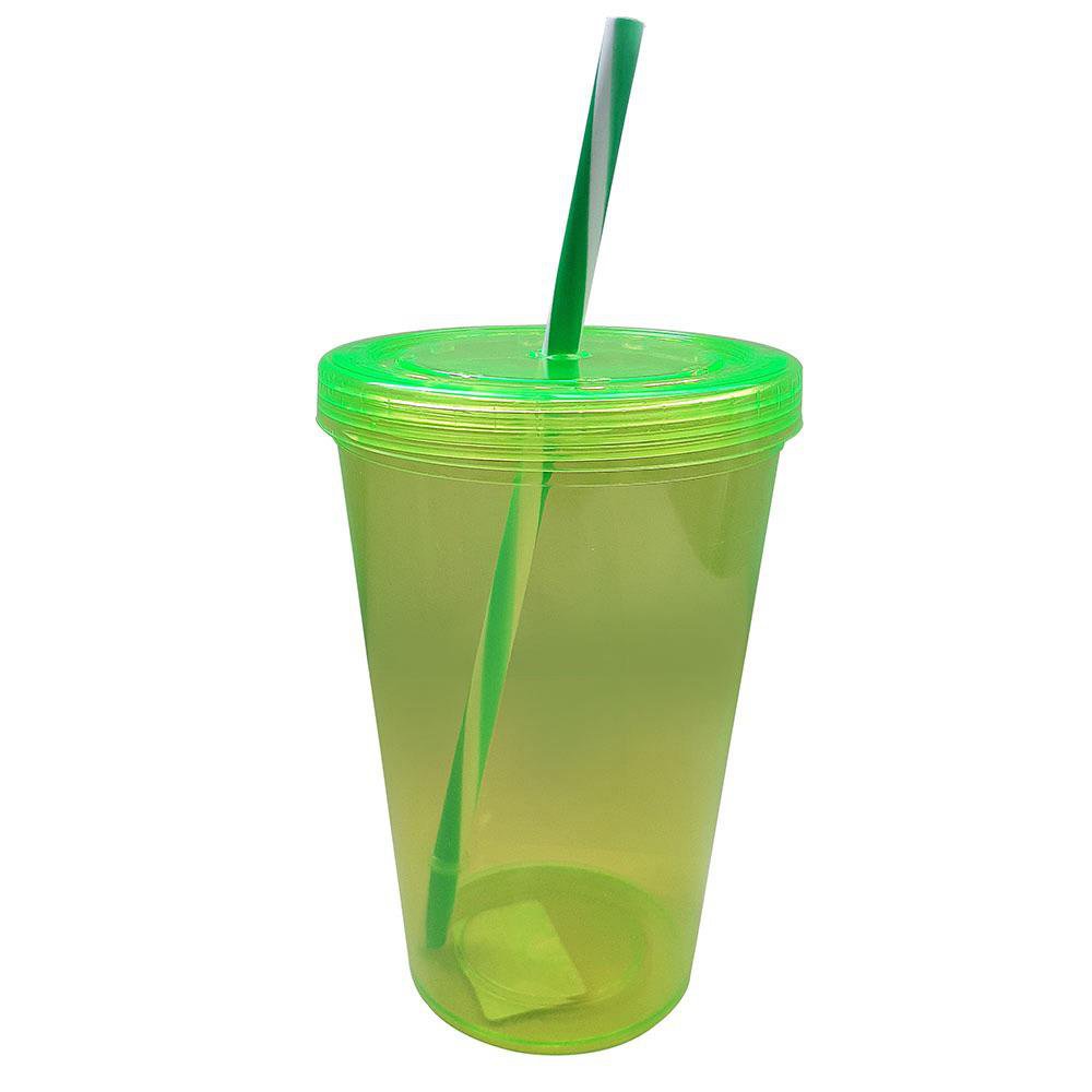 Vaso con Tapadera de 700 ml Color Verde Transparente