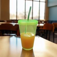 Vaso con Tapadera Verde Transparente 550 Ml
