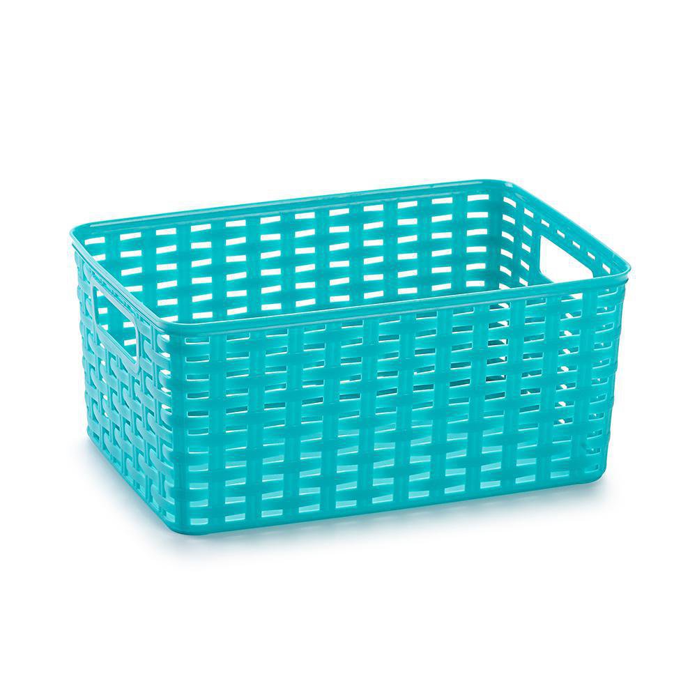 Caja Organizadora Ratán 10 L Color Turquesa