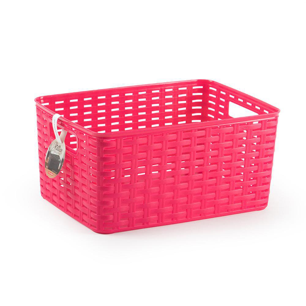 Caja Organizadora Ratán 10 L Color Fucsia