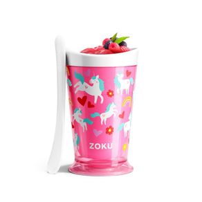 Vaso para Batidos con Cuchara Estampado Unicornios