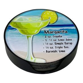 Set de 4 Porta Vasos Base Redonda Diseño Margarita Recipe