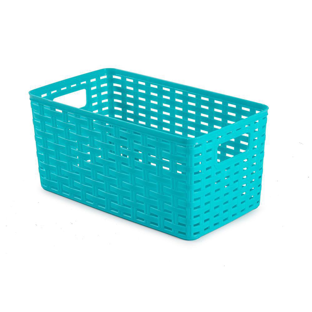 Caja Organizadora Ratán 5 L Color Turquesa