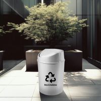 Basureo Blanco para Reciclables con Tapa Vaivén de Plástico