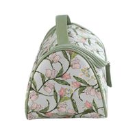 Cosmetiquera Floral Verde con Cremallera y Asa Superior