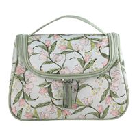 Cosmetiquera Floral Verde con Cremallera y Asa Superior