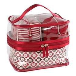 Set de 3 Cosmetiqueras Roja con Transparente