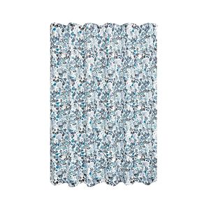 Cortina de Tela para Baño con Patrón Floral Azul