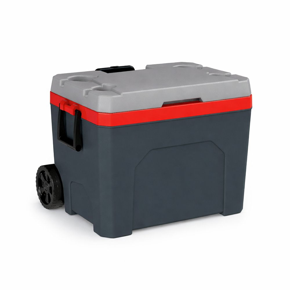 Hielera Polar con Rodos de 60 Litros - Varios Colores Gris Y Rojo