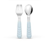 Set de Cubiertos Celeste Pastel con Mango Plegable