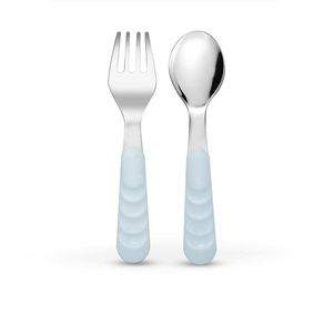 Set de Cubiertos Celeste Pastel con Mango Plegable