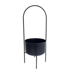 Maceta de Metal Negra con Soporte