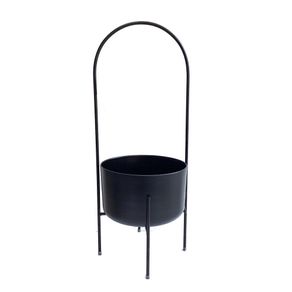 Maceta de Metal Negra con Soporte