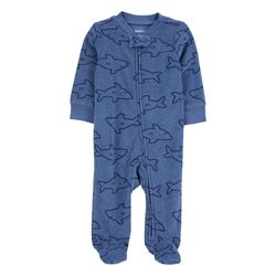 Mameluco Texturizado Azul con Diseño de Tiburones para Niño - Varias Tallas