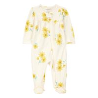 Mameluco Interlock Marfil con Estampado Floral Amarillo para Niña - Varias Tallas