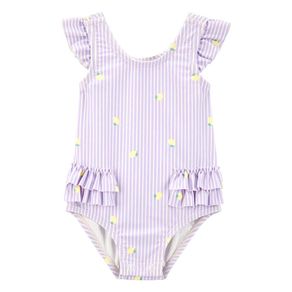 Traje de Baño Enterizo con Volantes y Estampado de Limones para Niña - Varias Tallas