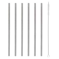 Set de 6 Pajillas de Acero Inoxidable 21.5 Cm