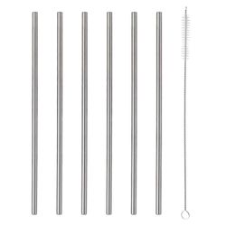 Set de 6 Pajillas de Acero Inoxidable 21.5 Cm