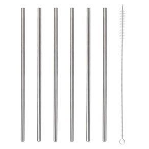 Set de 6 Pajillas de Acero Inoxidable 21.5 Cm
