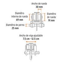 Trole de Carga Ajustable para Vigas IPS e IPR 1 Tonelada