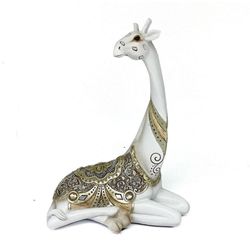 Figura Decorativa Jirafa Blanca Sentada