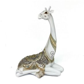 Figura Decorativa Jirafa Blanca Sentada