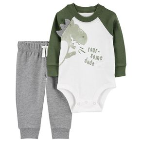 Conjunto de Body y Pantalón de Algodón con Diseño de Dinosaurio para Niño - Varias Tallas
