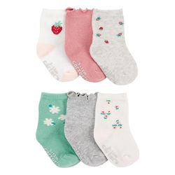 Set 6 Pares de Calcetas de Algodón con Diseño de Frutas para Niña - Varias Tallas