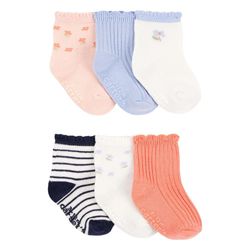 Set 6 Pares de Calcetas Cortas de Algodón con Diseño Floral para Niña - Varias Tallas