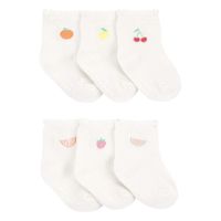 Set 6 Pares de Calcetas de Algodón con Estampado de Frutas para Niña - Varias Tallas