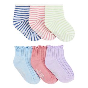 Set 6 Pares de Calcetas de Algodón con Antideslizante para Niña - Varias Tallas