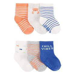 Set 6 Pares de Calcetines Cortos con Diseños Marinos para Niño - Varias Tallas