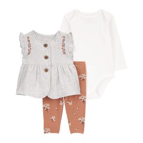 Set 3 Piezas Vestido Floral Gris - Varias Tallas