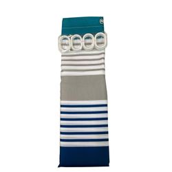 Cortina de Baño con Ganchos Stripe Azul